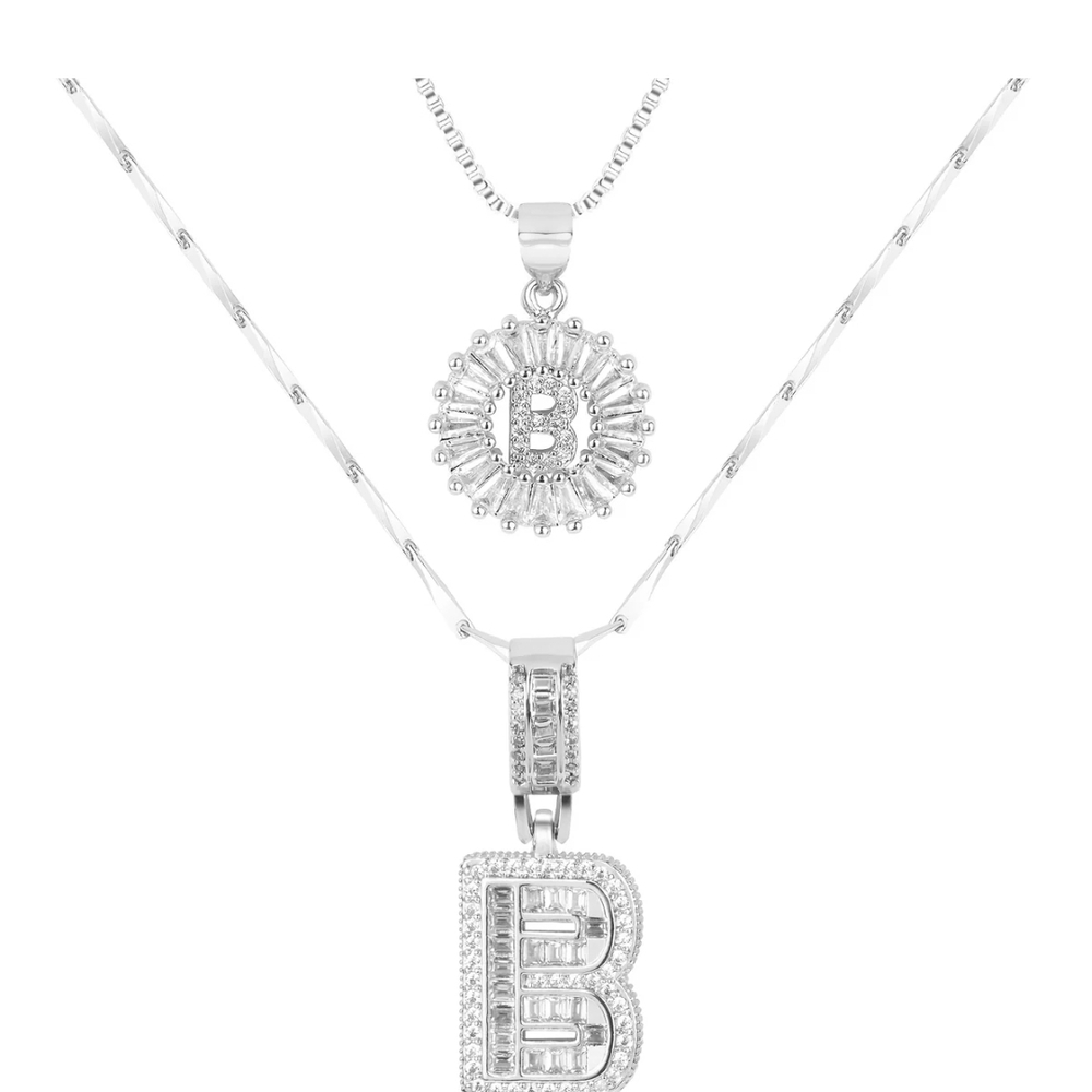 Dazzling Silver Initial B Pendant Necklace